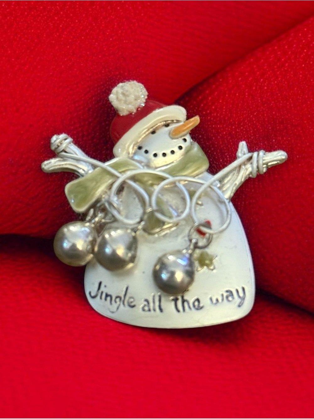 Vintage Tanja’s Creations silver tone snowman brooch
